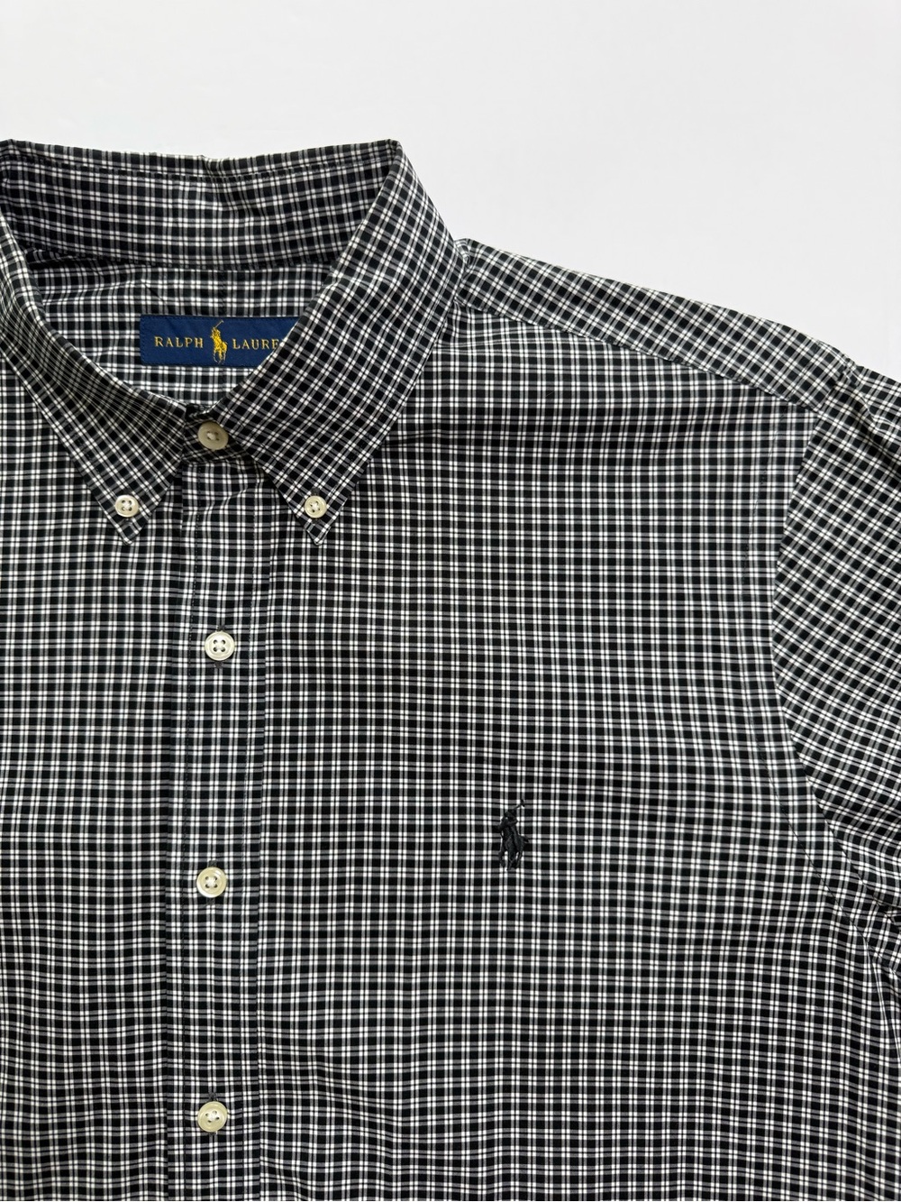 Polo Ralph Lauren Black White Micro Check Button Down Shirt Men’s Large